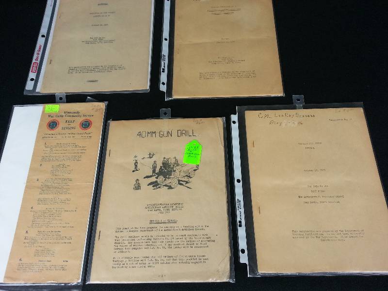 lot 39 image: WWII War Camp Singing Book, 40MM Gun Drill, & Other Military Pieces