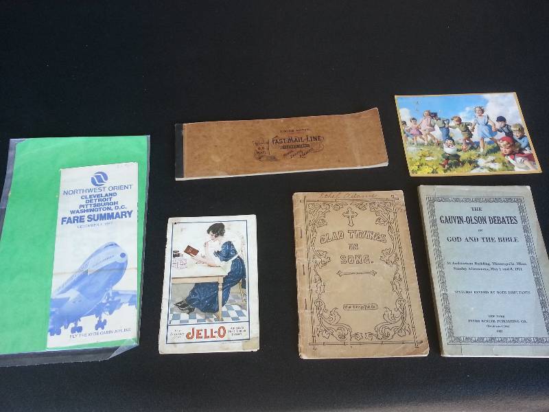 lot 46 image: Antique Jello Pamphlet, US Mail Receipt Book, and More