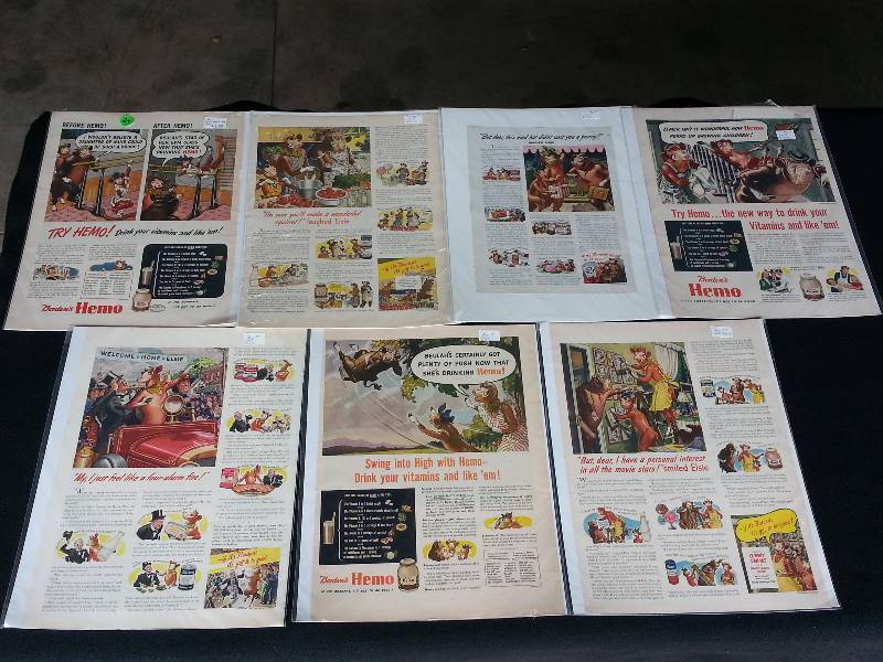 lot 29 image: Lot of (7) Bordens Hemo Advertisments