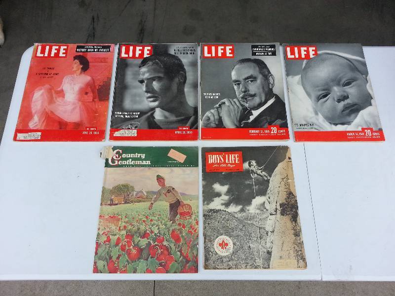 lot 124 image: Lot of (6) 1950s Magazines Boys Life, Life, Country Gentleman