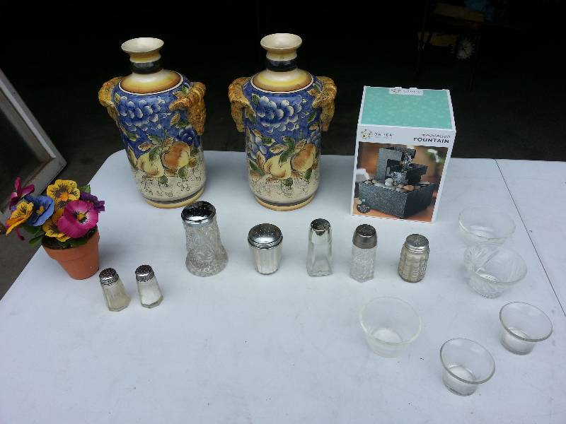 lot 136 image: Mediatation Fountain, Urns, Salt & Pepper  More