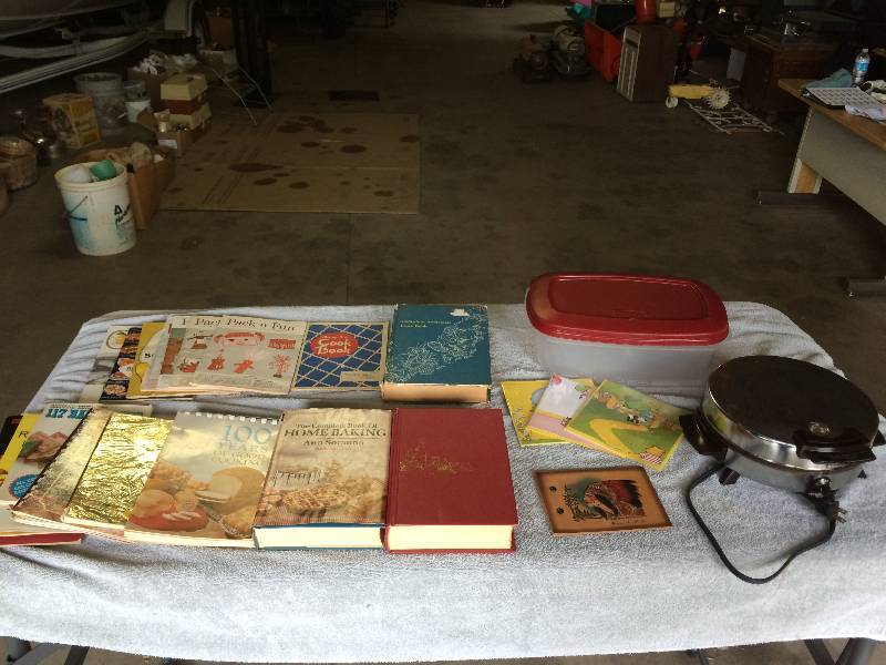 lot 170 image: Vintage Cook Books, Waffle Iron, American Indian Scrap Book
