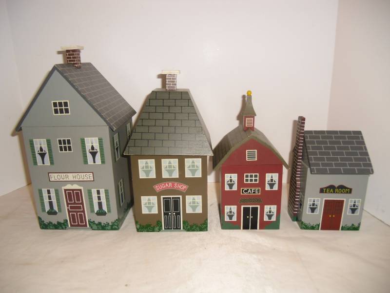 lot 10 image: Country Kitchen  Village Stores Canister Set, Farberware 8 qt Stock Pot 