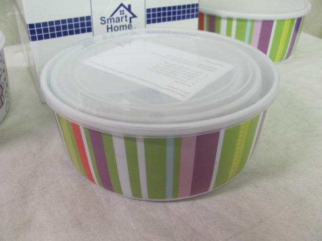 40 Piece Bright Stripe & Floral Melamine Bowl & Storage Set