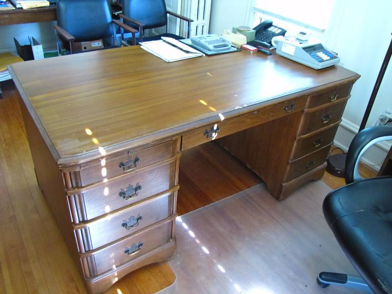 lot 11 image: vintage wooden office desk