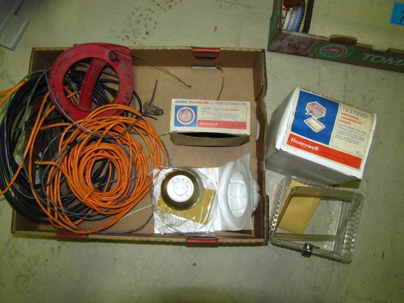 lot 66 image: Honeywell thermostat, metal snake & more