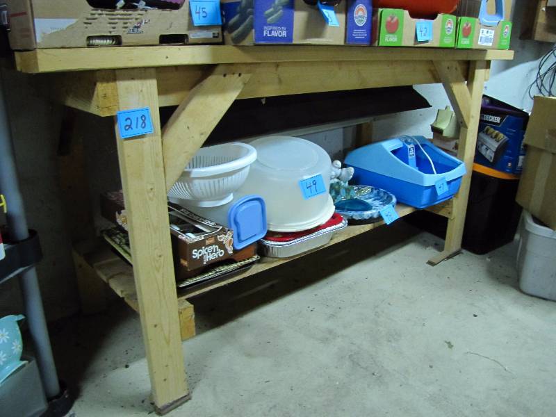 lot 218 image: work bench in basement may need to be partially disassembled