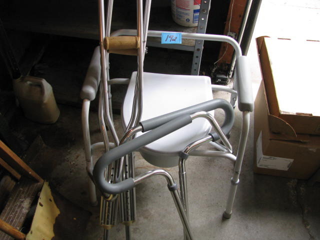 lot 192 image: medical items commode, crutches and bars for BR toilet