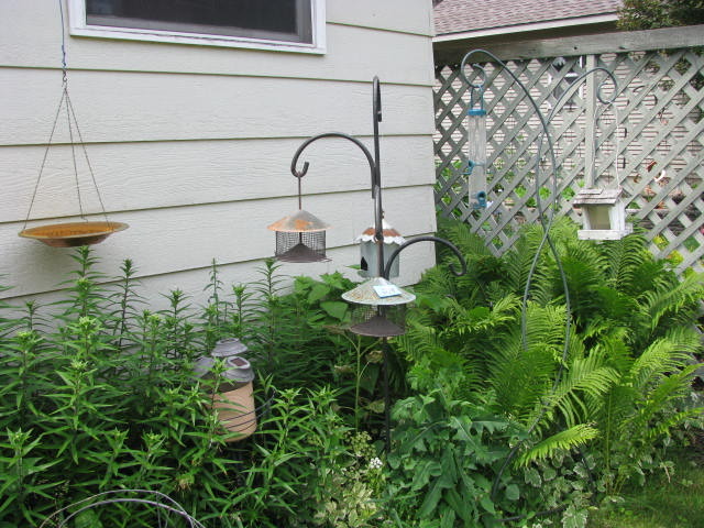 lot 214 image: bird feeders and the garden poles they are hanging from