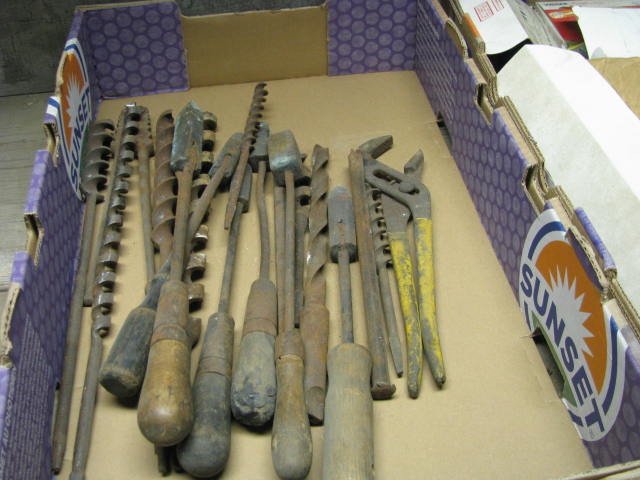 lot 119 image: large auger drill bits and welding soldering irons