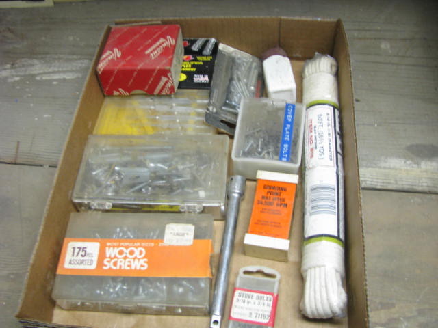 lot 127 image: wood screws staples rope and more