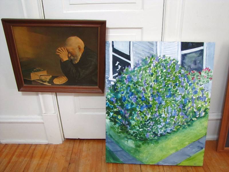 lot 268 image: Vintage framed print and oil painting