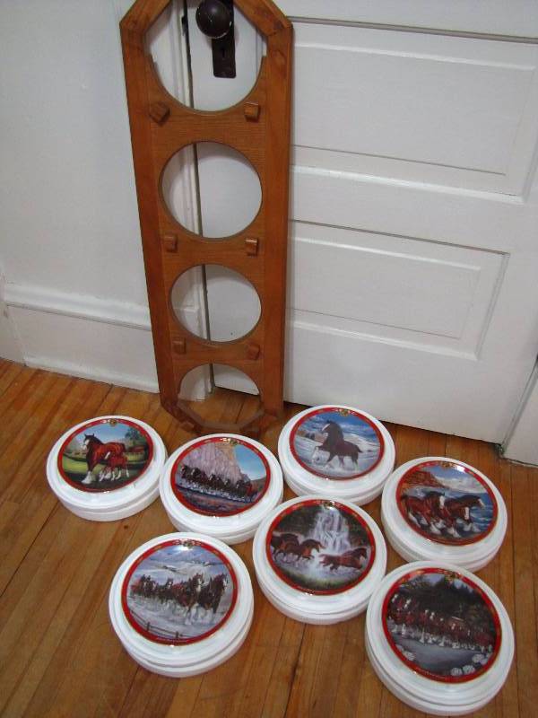 lot 270 image: Limited Edition Budweiser Collector Plates & Wood Display