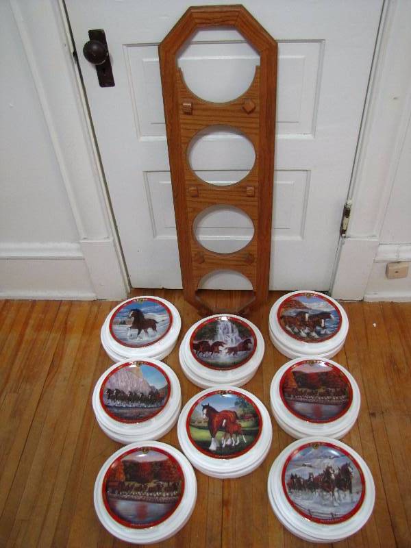 lot 272 image: Limited Edition Budweiser Collector Plates & Wood Display