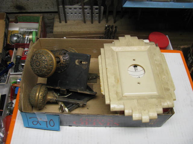 lot 240 image: lock set and art deco outlet switch-plate cover