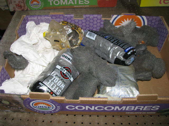 lot 250 image: steel wool for painting and rags for dusting cleaning