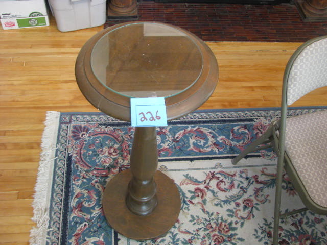 lot 226 image: wooden plant stand with glass top