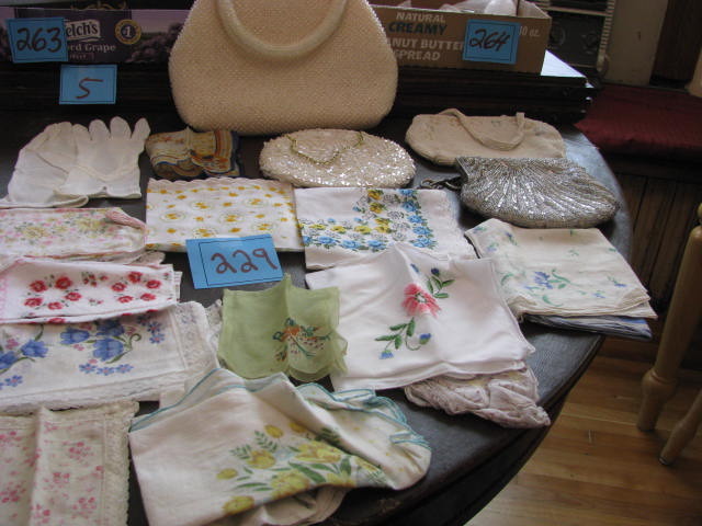 lot 229 image: large lot of vintage purses, scarves and handkerchiefs