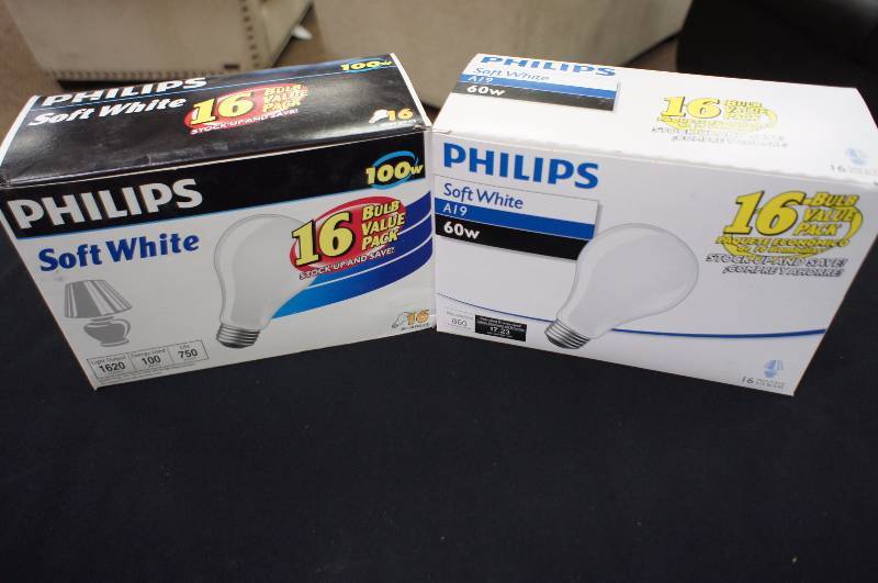Two Boxes of Phillips 60 watt Light Bulbs