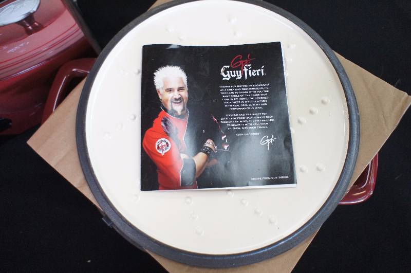 Guy Fieri 7 quart Porcelain Cast Iron Dutch Oven