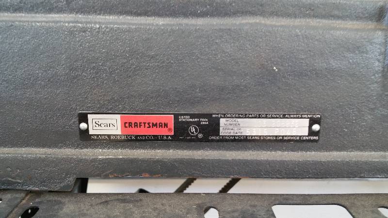 lot 48 image: Craftsman  Sears Jointer on Stand