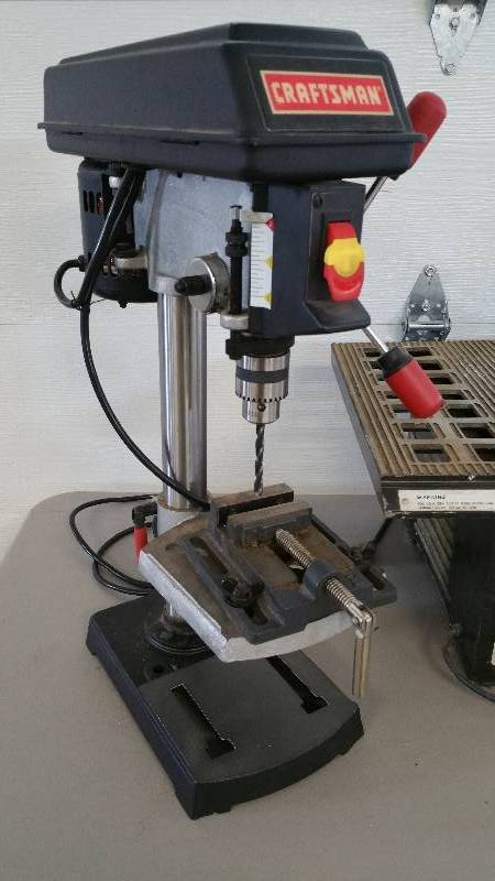 lot 49 image: Group of Wood Working Tools, Miter Saw, Table Saw, Drill Press