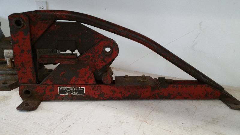 lot 116 image: Group Including Large Vice, Anvil, Sickle Press Tool, Etc