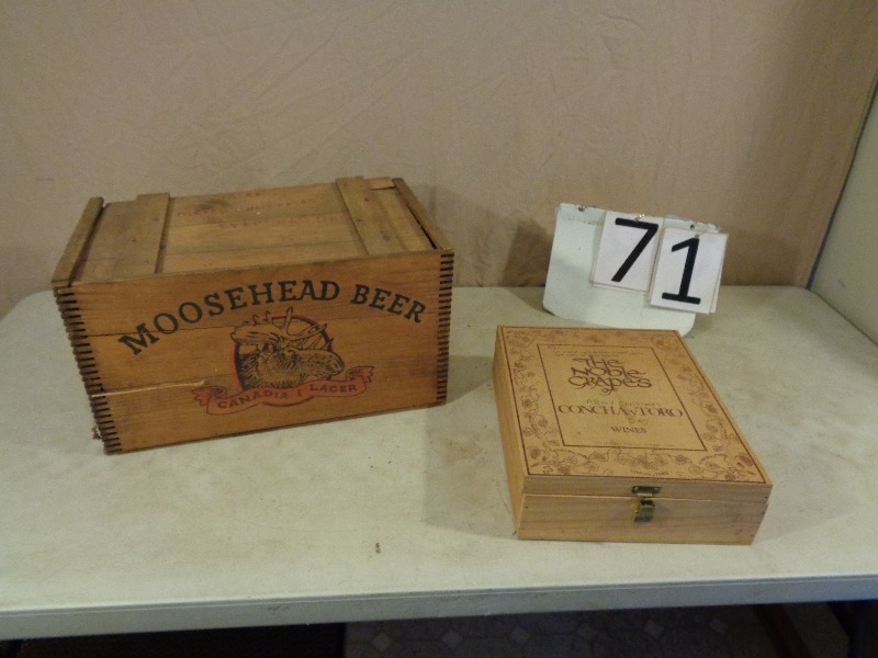 lot 71 image: Wood Beer Box and Wine Box