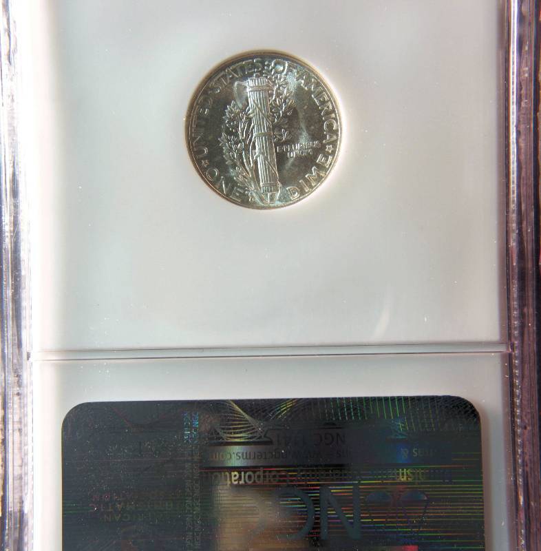 1945 D MERCURY SILVER DIME MS65 NGC