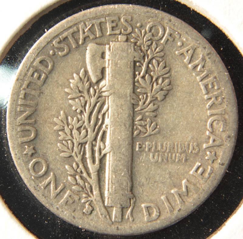 1937 S MERCURY SILVER DIME VG
