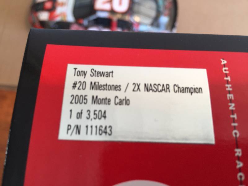 lot 5 image: TONY STEWART #20 MILESTONES2 X NASCAR CHAMPION, 2005 MONTE CARLO