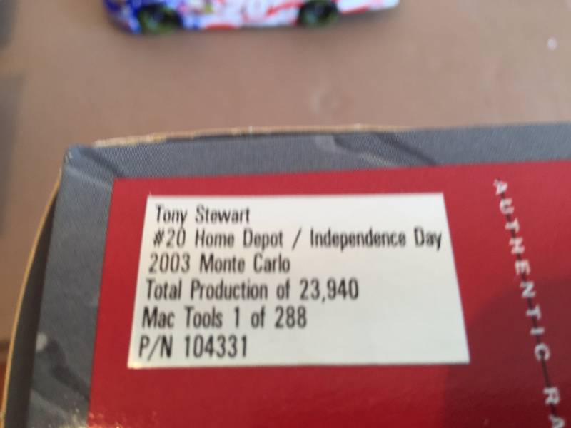 lot 10 image: TONY STEWART #20 HOME DEPOTINDEPENDENCE DAY, 2003 MONTE CARLO