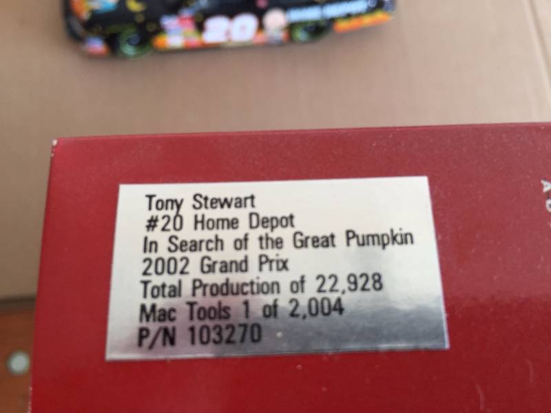 lot 13 image: TONY STEWART #20 HOME DEPOT IN SEARCH OF THE GREAT PUMPKIN, 2002 GRAND PRIX