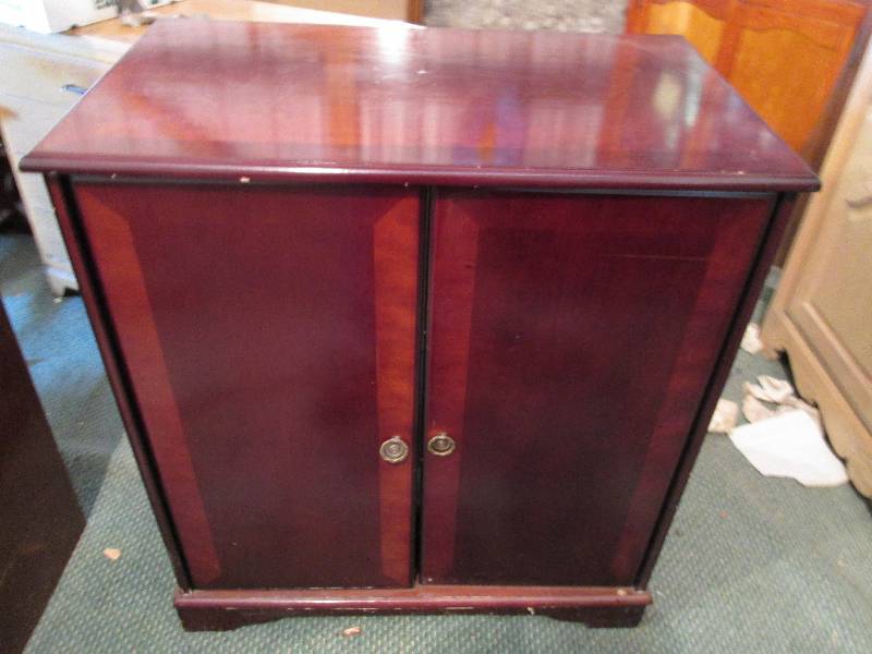 lot 2 image: Entertainment center, solid wood, 3...