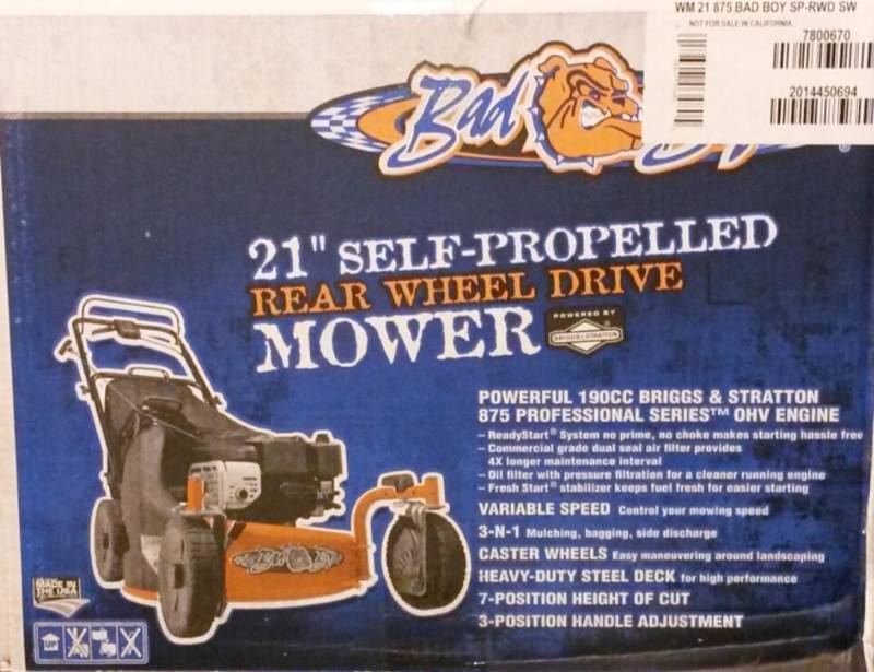 lot 1 image: Bad Boy Front Caster Self Propelled Lawn Mower