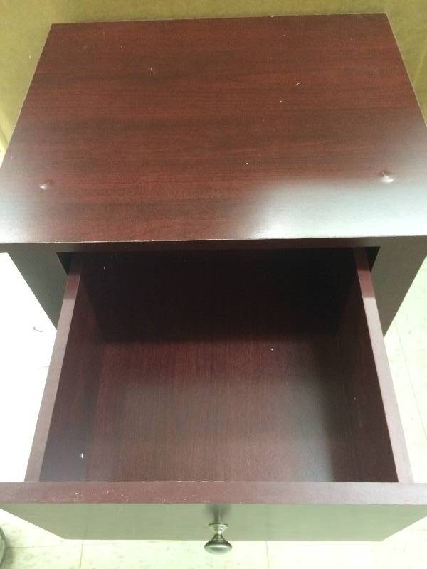 lot 2 image: Brown two drawer end table