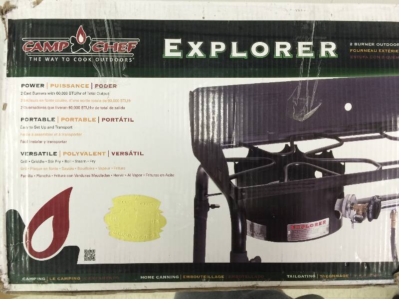 lot 9 image: Brand new Camp Chef Explorer 2-Burner Stove retail $124