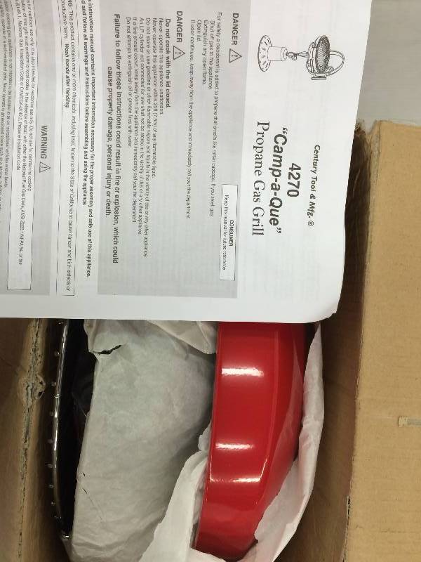 lot 10 image: Century New Camp-a-Que Portable Propane BBQ (RedBlack) retail $104.99