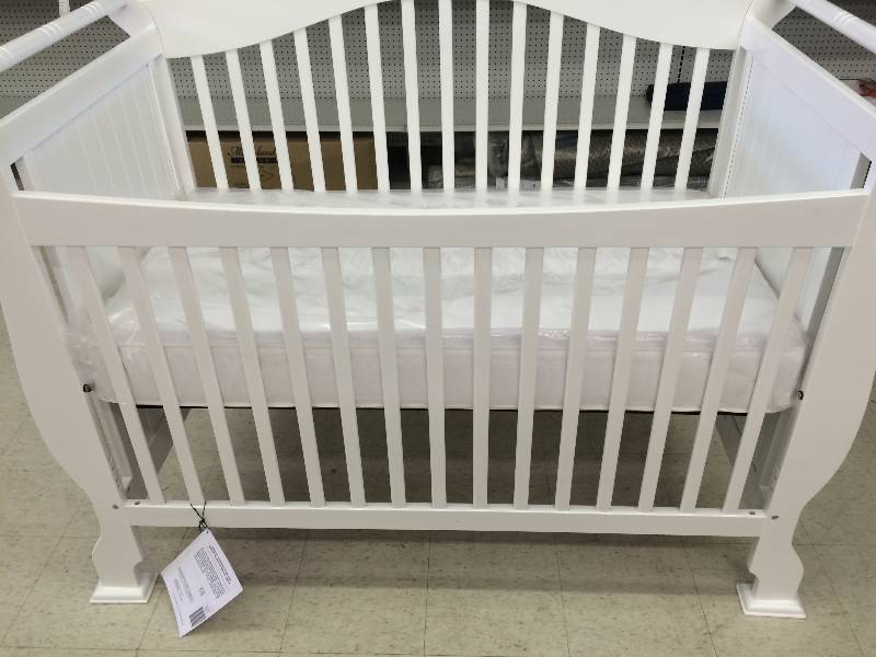 lot 89 image: Brand new Stork Craft Valentia Convertible Crib, White retail $279