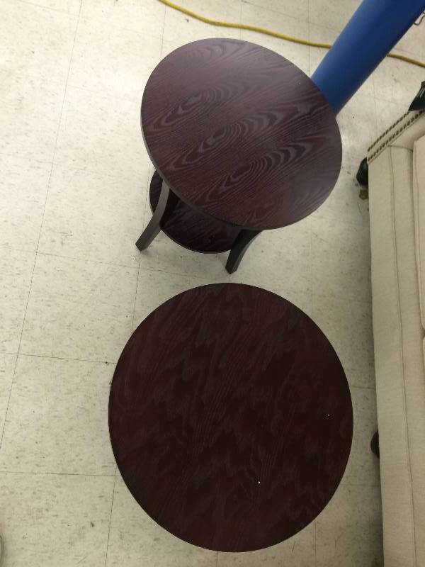lot 97 image: two new  wooden end tables