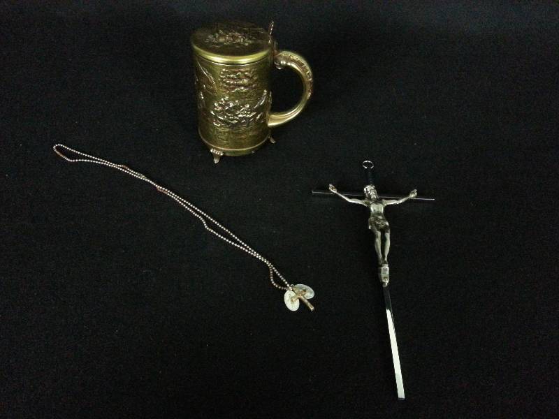 lot 61 image: Religious Items and a Brass Stein