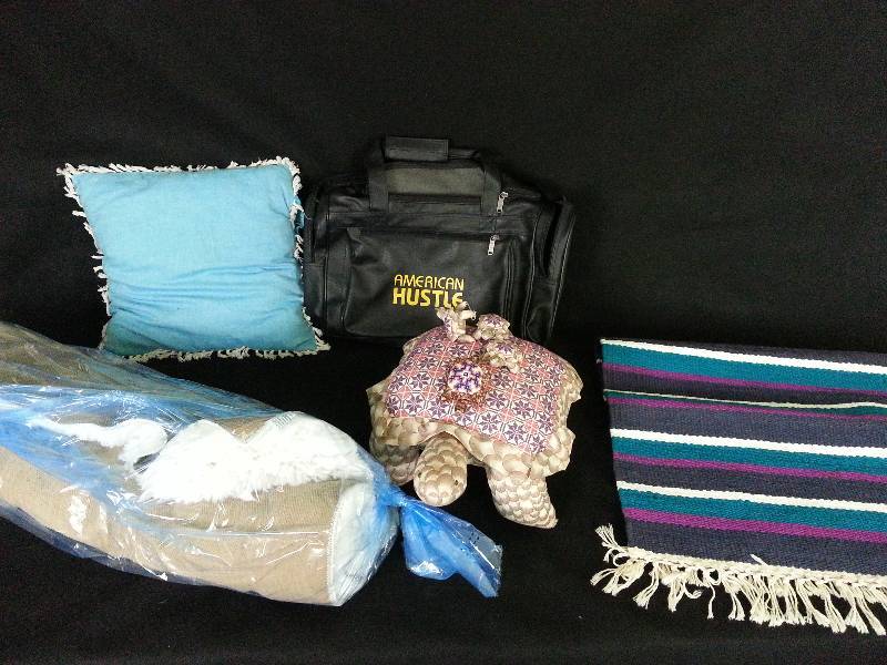 lot 95 image: Rugs, Accent Pillow, Bag, Etc.