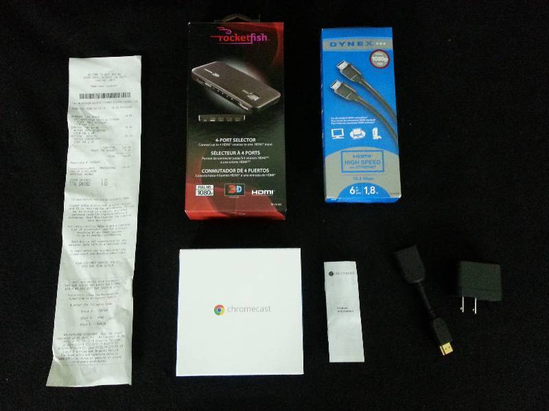 lot 99 image: Chomecast, RocketFish 4-Port Selector, Dynex 6 HDMI - NEVER USED