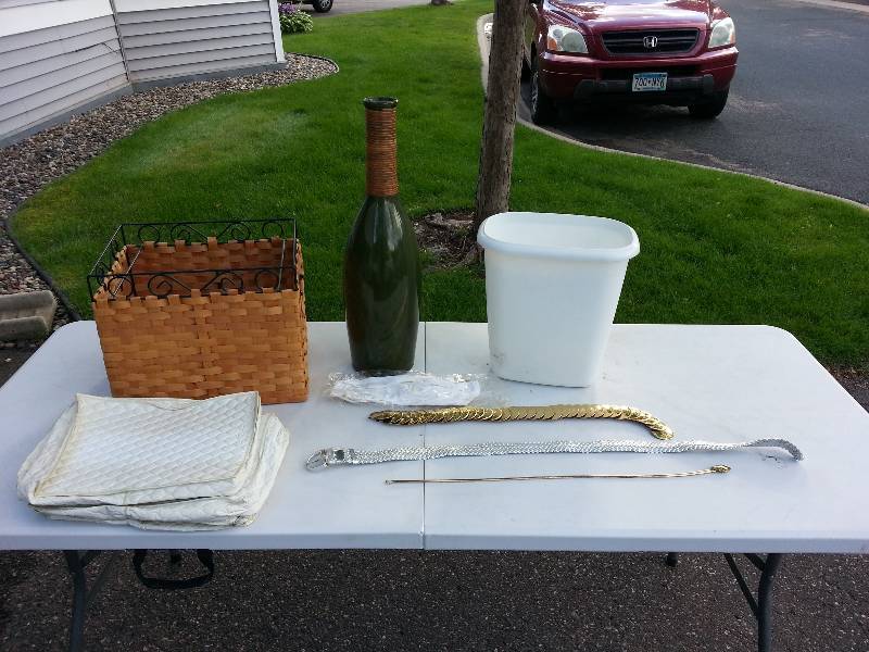 lot 127 image: Wicker  Iron Basket, Ladies Belts, Silk Gloves, and More