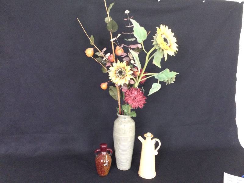 lot 87 image: Pier 1 Large Vase With Flowers and More