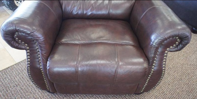 Elegant Top Grain Leather Chair - Chocolate Brown wBeaded Accents