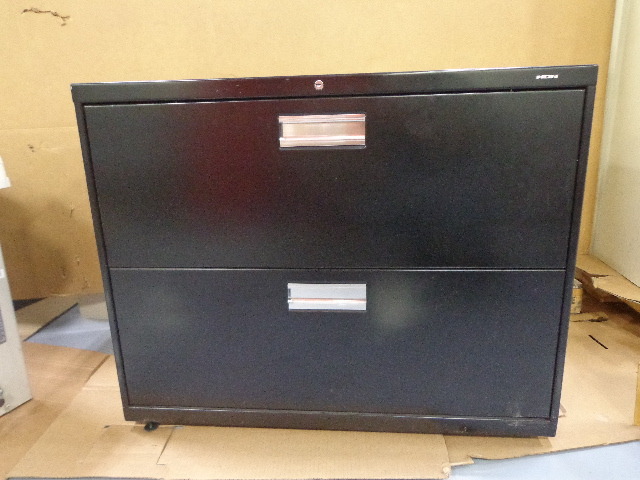 lot 109 image: HON black file cabinet