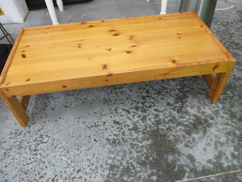 lot 38 image: Wood low table, 23 x 49 and 14 inch...