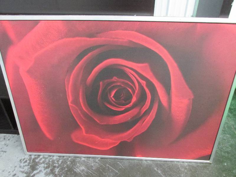 lot 44 image: Large rose picture framed in a brus...