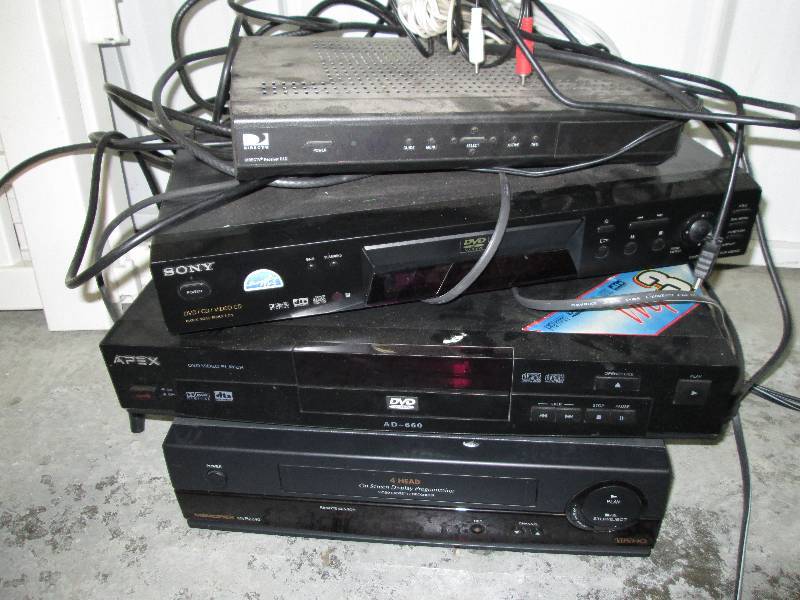 lot 55 image: DirectTV box, Sony DVD player, Apex...